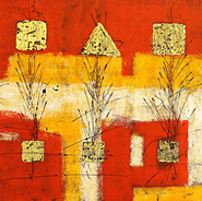 Golden Shapes by Eka is a painting that will work with a modern interior design