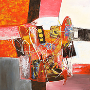 Red & Pink Abstract by Widnyana is a painting that will work with a modern interior design
