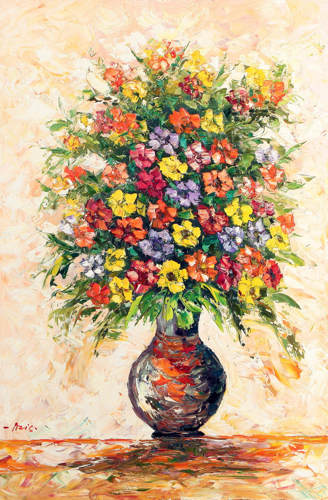 Vase of Flowers by Azis Onassis Original Fine Art from Ketut Rudi