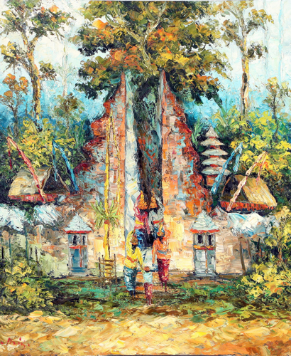 The Village Temple by Azis Onassis Original Fine Art from Ketut Rudi