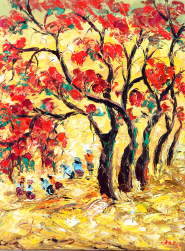 Flamboyant Trees by Azis Onassis Original Fine Art from Ketut Rudi