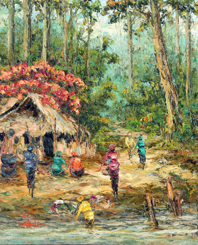 Laundry by Azis Onassis Original Fine Art from Ketut Rudi