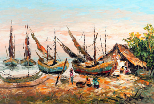 Landed Catch by Azis Onassis Original Fine Art from Ketut Rudi