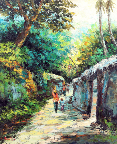 Bearing Gifts by Azis Onassis Original Fine Art from Ketut Rudi