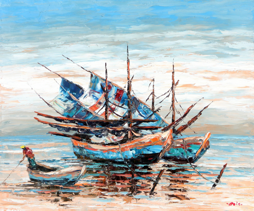 Skiffs by Azis Onassis Original Fine Art from Ketut Rudi