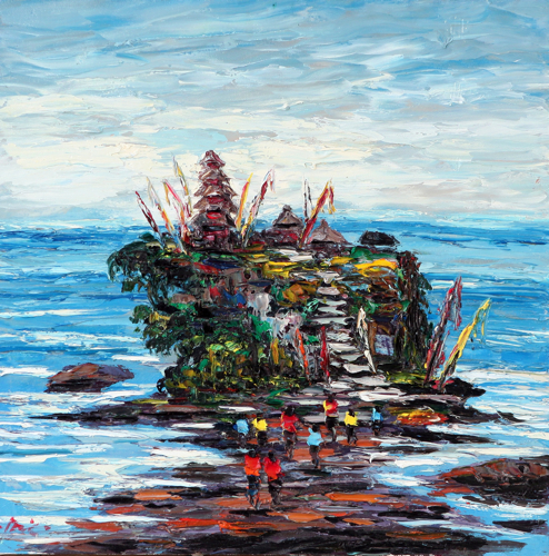 Approaching Tanah Lot by Azis Onassis Original Fine Art from Ketut Rudi