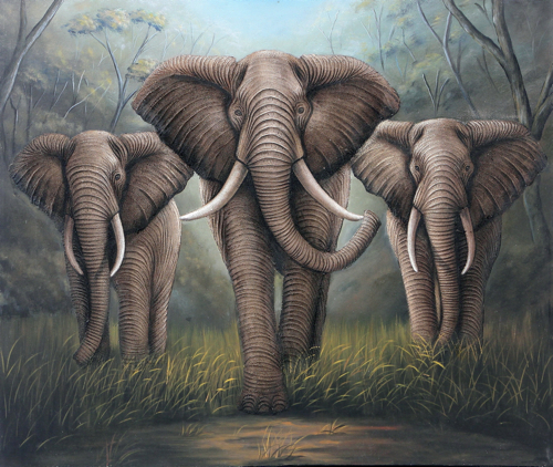 Advancing Elephants by Darwin Original Fine Art from Ketut Rudi