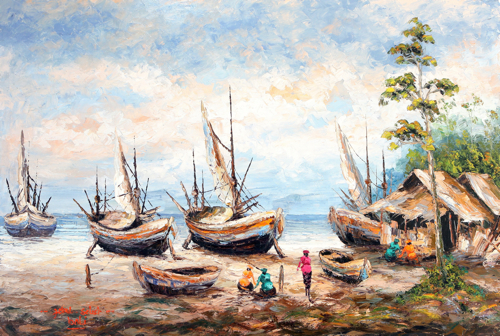 Living by the Sea by Soleh Jablay Original Fine Art from Ketut Rudi