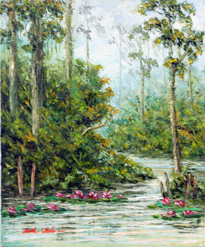 Down by the River by Soleh Jablay Original Fine Art from Ketut Rudi
