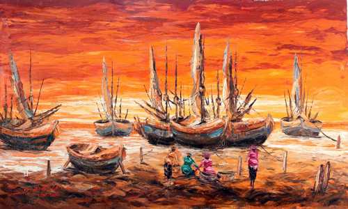 Sorting the Catch by Soleh Jablay Original Fine Art from Ketut Rudi