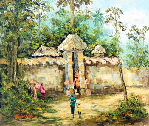 Village Gate by Day by Soleh Jablay Original Fine Art from Ketut Rudi