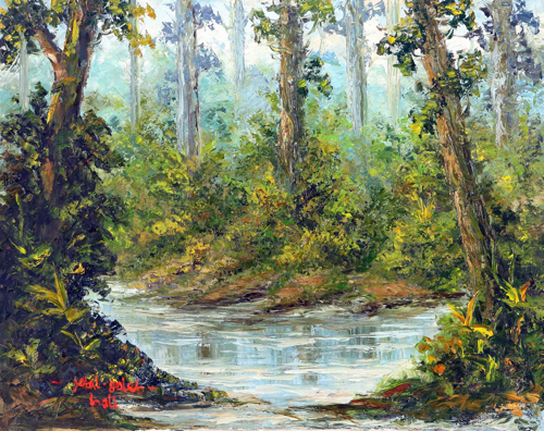 The Forest Pool by Soleh Jablay Original Fine Art from Ketut Rudi