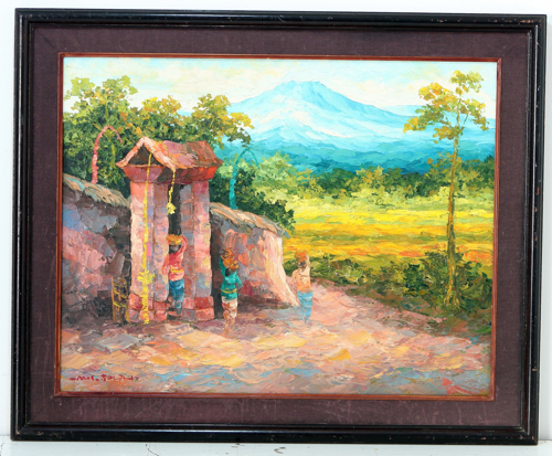 Village Gate in Early Morning by Soleh Jablay Original Fine Art from Ketut Rudi
