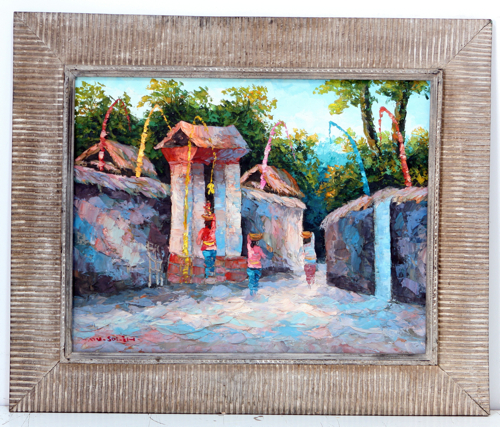 Village Gate at Sunset by Soleh Jablay Original Fine Art from Ketut Rudi