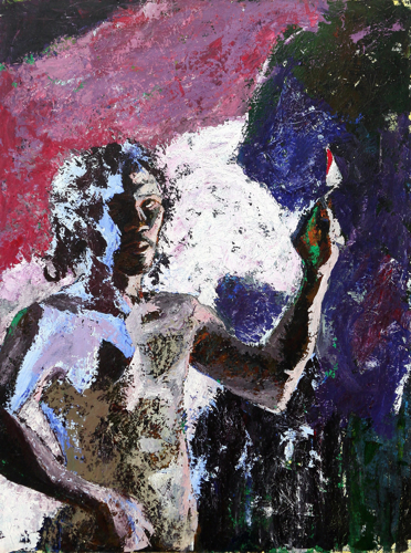 Self Portrait with Palette Knife by Sony Santosa Original Fine Art from Ketut Rudi