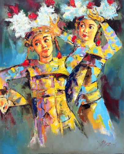 Balinese Dancers 2 by Dewa Sugriwa Original Fine Art from Ketut Rudi