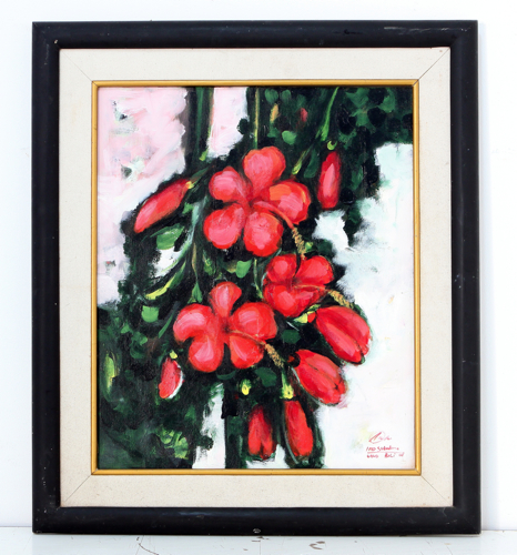 Red Flowers by Made Sukadana Original Fine Art from Ketut Rudi