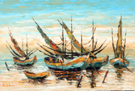 Boats by Day by Azis Onassis Original Fine Art from Ketut Rudi