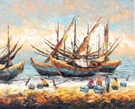 Sorting the Catch by Azis Onassis Original Fine Art from Ketut Rudi