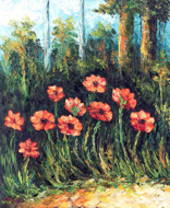 Poppies Beside the Road by Azis Onassis Original Fine Art from Ketut Rudi