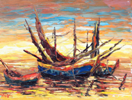 Tied up for the Night by Azis Onassis Original Fine Art from Ketut Rudi