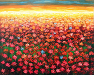 The Flower Field by Azis Onassis Original Fine Art from Ketut Rudi