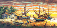 The Fisherman's Hut by Azis Onassis Original Fine Art from Ketut Rudi