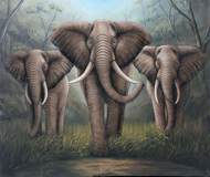 Advancing Elephants by Darwin Original Fine Art from Ketut Rudi