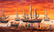 Sorting the Catch by Soleh Jablay Original Fine Art from Ketut Rudi