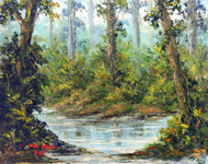 The Forest Pool by Soleh Jablay Original Fine Art from Ketut Rudi