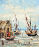 At Low Tide by Soleh Jablay Original Fine Art from Ketut Rudi