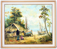 The Fishing Village (afternoon) by Soleh Jablay Original Fine Art from Ketut Rudi
