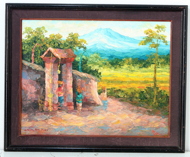 Village Gate in Early Morning by Soleh Jablay Original Fine Art from Ketut Rudi
