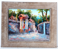 Village Gate at Sunset by Soleh Jablay Original Fine Art from Ketut Rudi