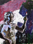 Self Portrait with Palette Knife by Sony Santosa Original Fine Art from Ketut Rudi