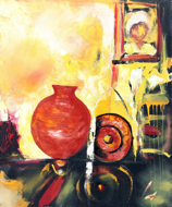 Red Vase by Yanto Original Fine Art from Ketut Rudi