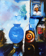 Blue Vase by Yanto Original Fine Art from Ketut Rudi
