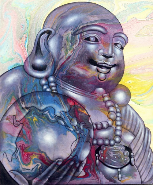 Laughing Buddha of Plenty by Sari Original Art