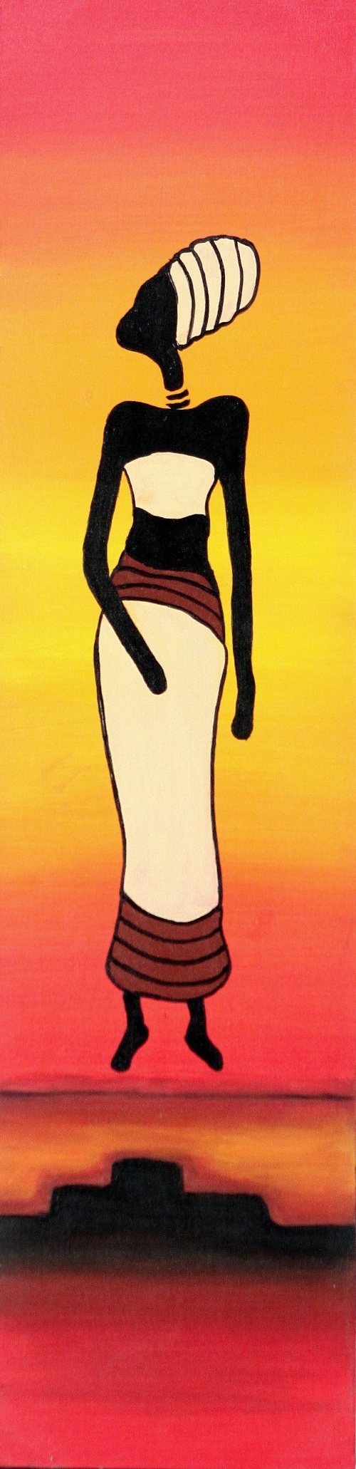 Lady with Headdress (Red) by Wardika Original Art